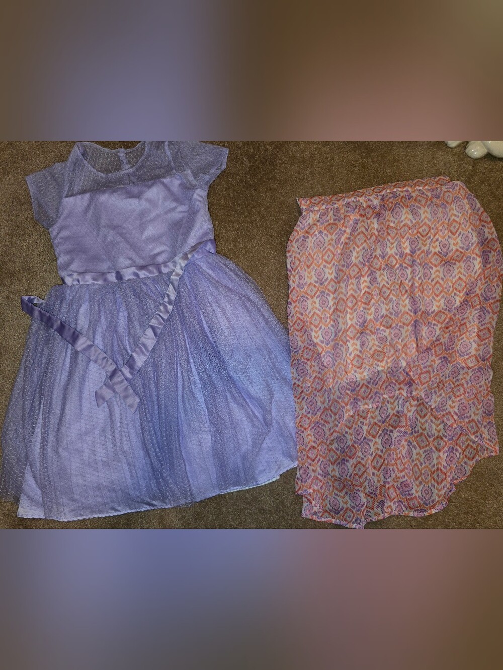 Purple Girls Wonder Nation Dress Sz 10 & Disney HighLow Purple Orange Sz L Skirt